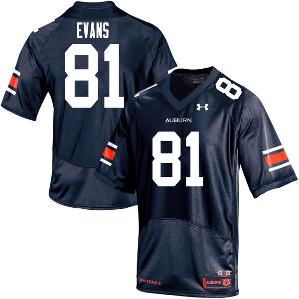 Men #81 J.J. Evans Auburn Tigers College Football Jerseys Sale-Navy